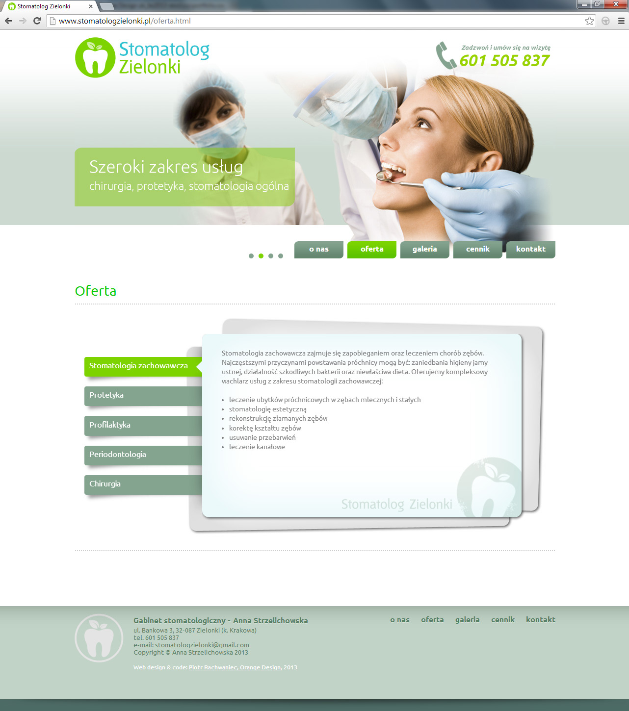 projekt strony www gabinetu dentystycznego
